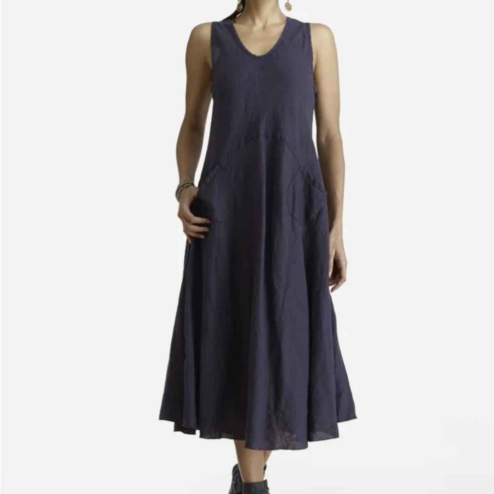 Luna Luz Ibizia Midi Lagenlook Tank Dress In Dark Gray Size Large